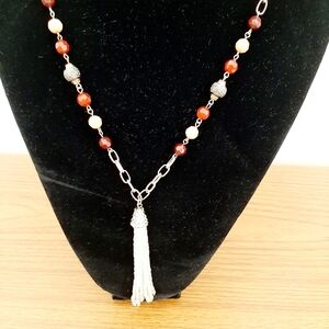 Elegant Beaded Necklace with Tassel